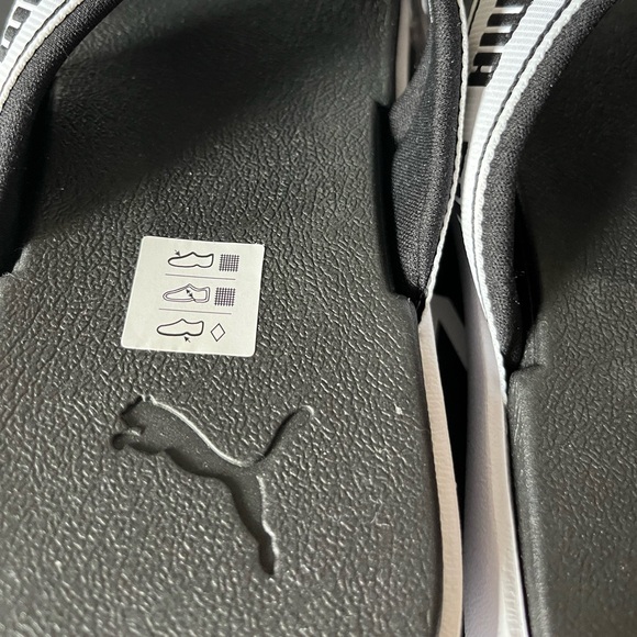 PUMA Logo Criss-Cross Black White  Tape Platform Slide Sandals New - Picture 9 of 14
